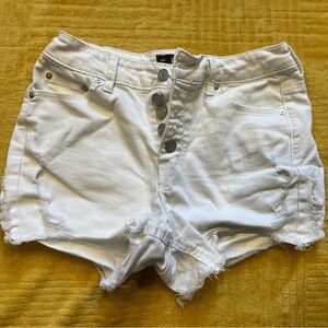 High Waisted White Ripped Shorts